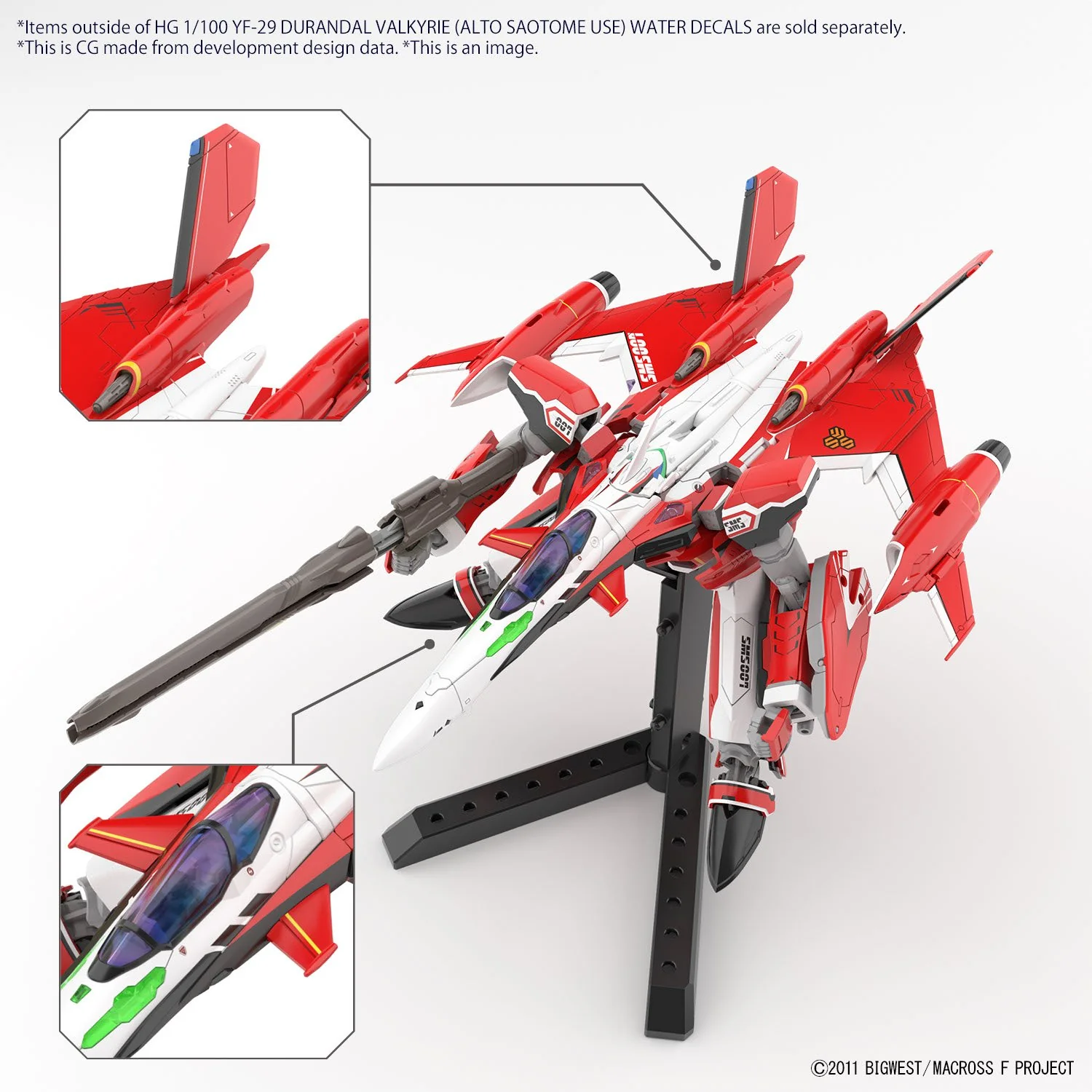 HG 1/100 YF-29 DURANDAL VALKYRIE (ALTO SAOTOME USE) WATER DECALS - Image 2