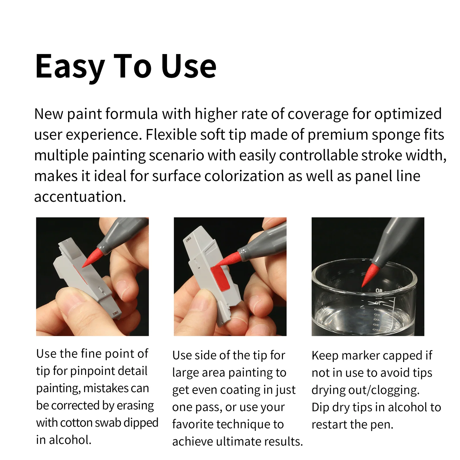 DSPIAE Marker Pen Soft Tipped Water-Based Marker Flourescent Red - Image 2