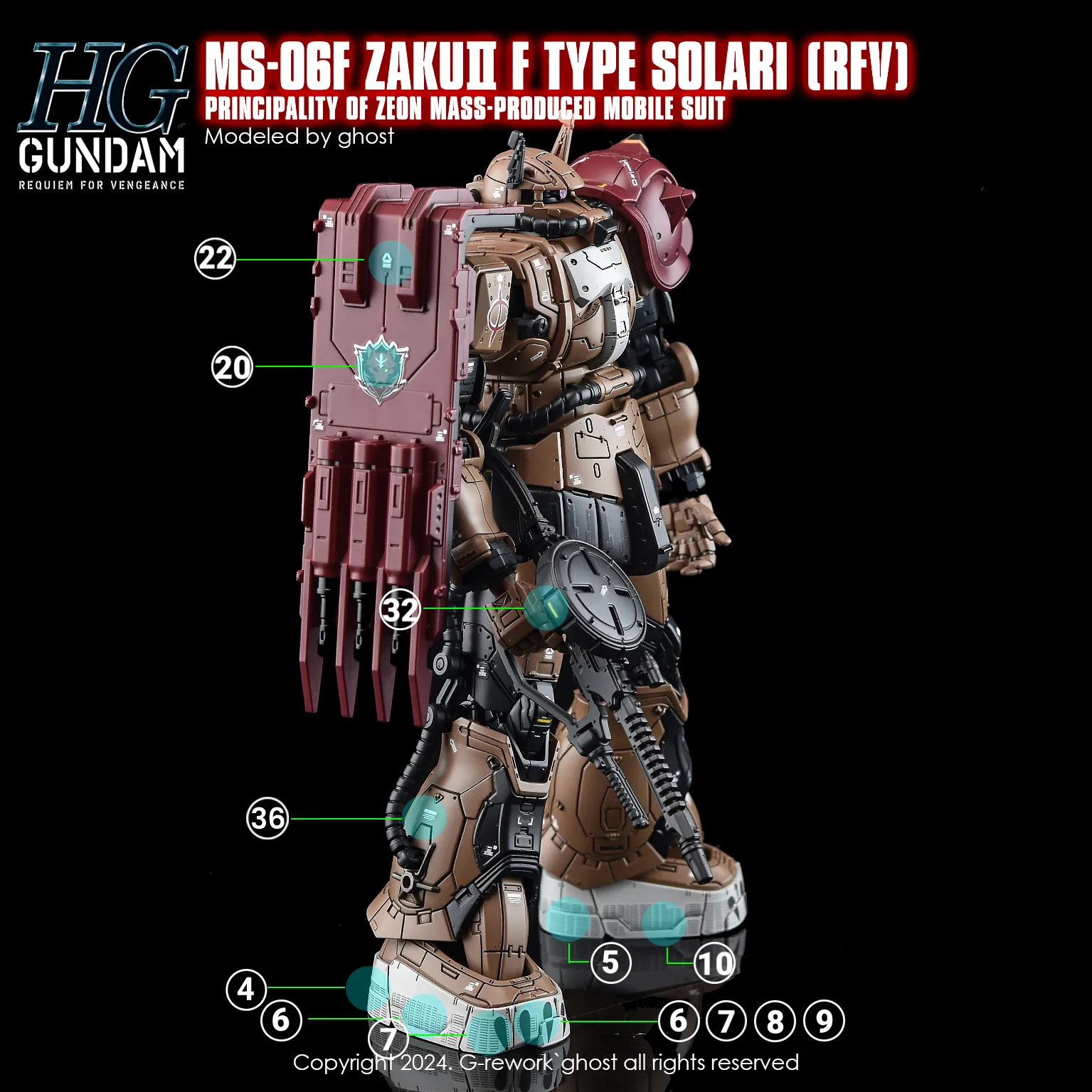 G-Rework [HG] [RFV] MS-O6F ZAKUII F TYPE SOLARI - Image 3