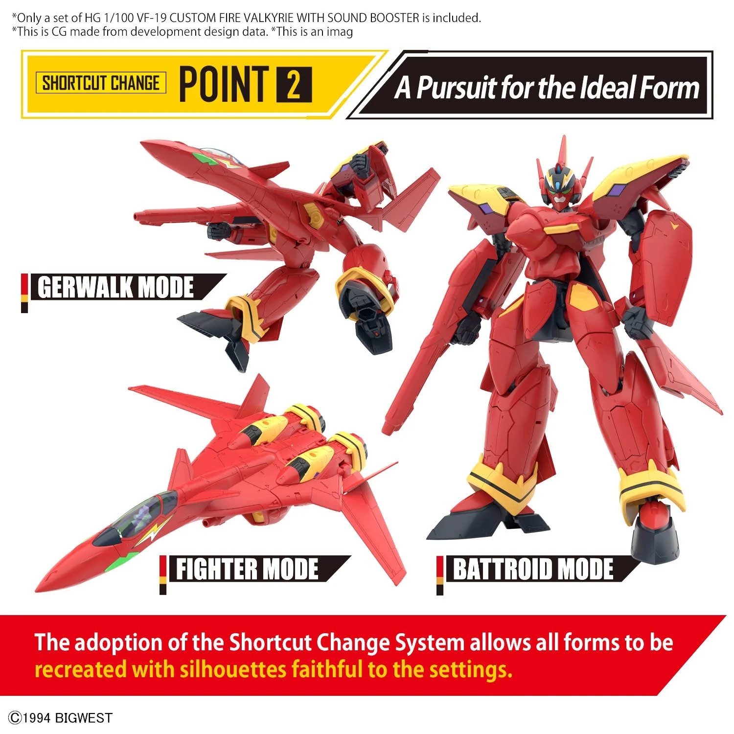 Bandai Hobby HG 1/100 VF-19 CUSTOM FIRE VALKYRIE WITH SOUND BOOSTER - Image 10