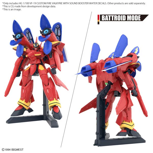HG 1/100 VF-19 CUSTOM FIRE VALKYRIE WITH SOUND BOOSTER WATER DECALS - Image 5