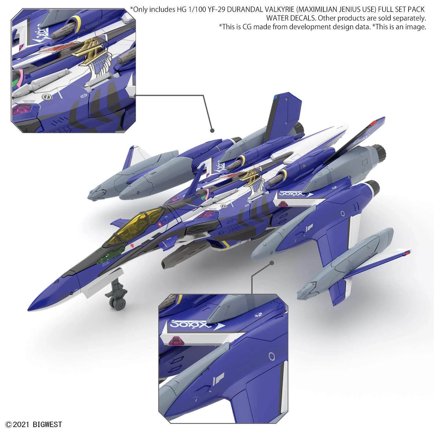 HG 1/100 YF-29 DURANDAL VALKYRIE (MAXIMILIAN JENIUS USE) FULL SET PACK WATER DECALS - Image 3