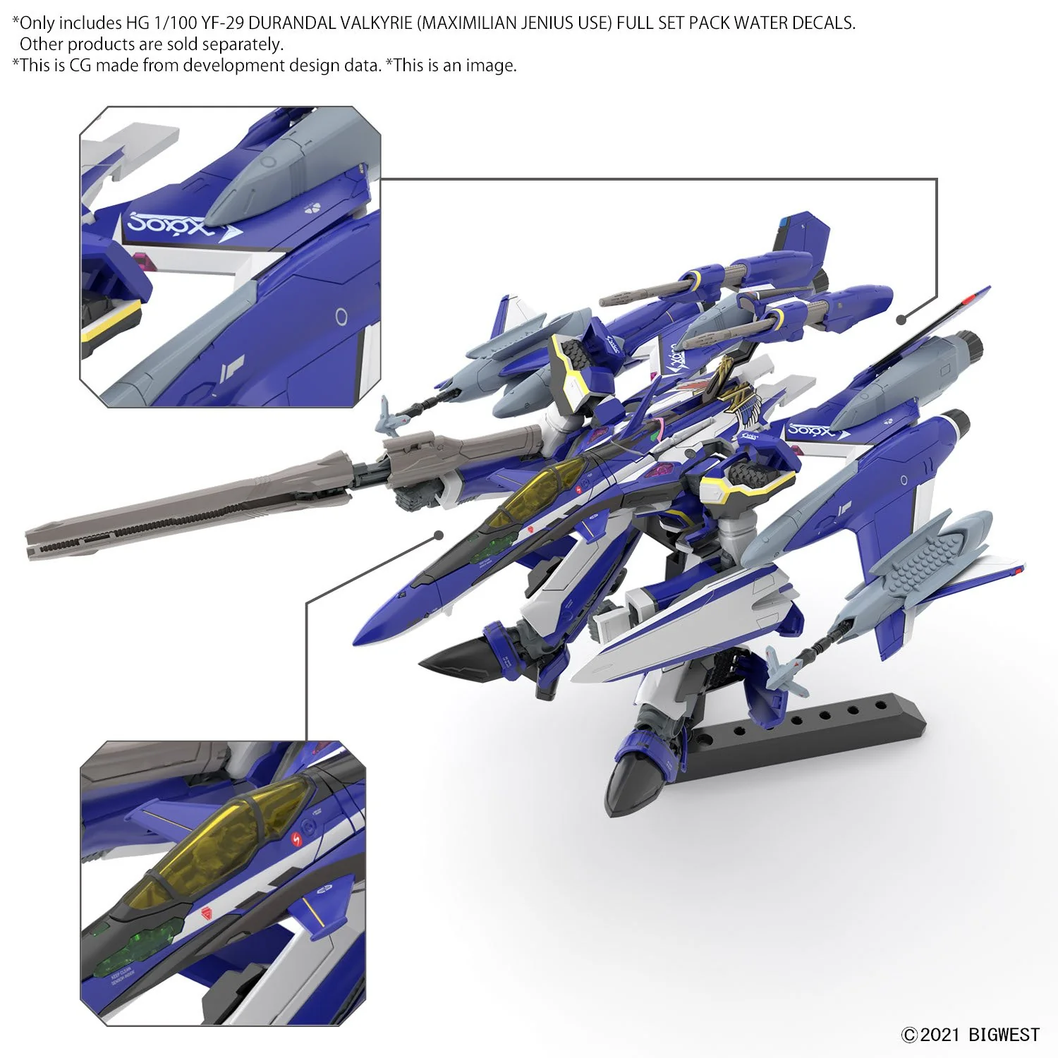 HG 1/100 YF-29 DURANDAL VALKYRIE (MAXIMILIAN JENIUS USE) FULL SET PACK WATER DECALS - Image 4